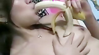 Japanese girl alone at home part 5 masturbating while sucking