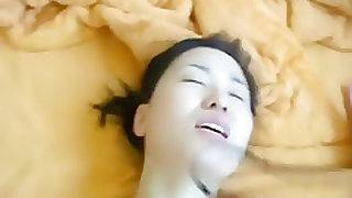 Asian girl with hairy pussy has pov missionary and doggystyle sex with creampie