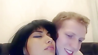 Asian american girl makes a sextape with her lucky white nerd bf