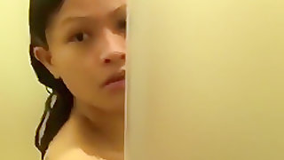 Sexy Asian babe takes a shower and gets filmed