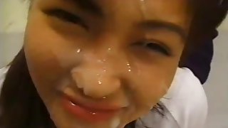 Hardcore Asian babe is taking a nice dick in her mouth