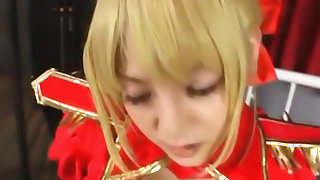 Blonde Japanese enjoys naughty sex cosplay