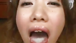 Pretty Asian Maid Swallowing Cum