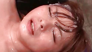 Killing japanese doll with red hair goes facial indoors