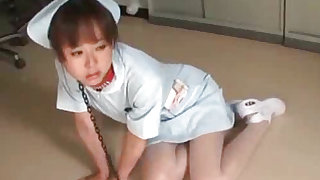 Horny Japanese nurse is relieving her needs with sex toys