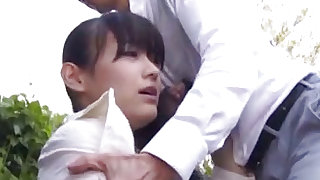 Elegant and handsome japanese girl is giving blowjob